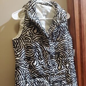 Liz Claiborne Black and White Animal Print Vest